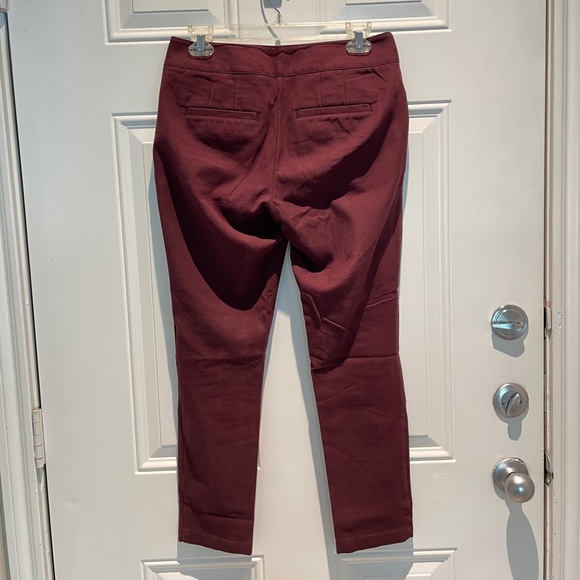 LOFT Maroon Julie Skinny Pants Size 2 Curvy Mid-rise Dress Pants Zipper - Picture 6 of 11
